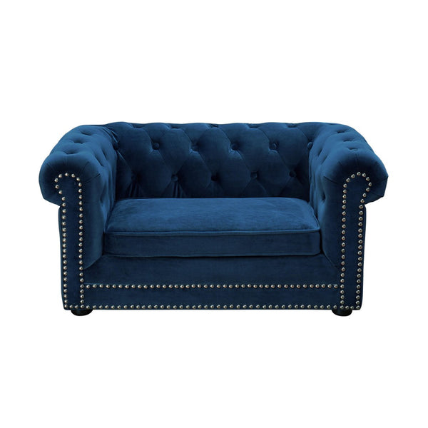 TOV Furniture Husky Velvet Pet Bed - Chic, Stylish & Durable Pet Bed with Washable Upholstery for Ultimate Comfort Navy TOV-P2035-N