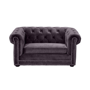 TOV Furniture Husky Velvet Pet Bed - Chic, Stylish & Durable Pet Bed with Washable Upholstery for Ultimate Comfort Grey TOV-P2036-G