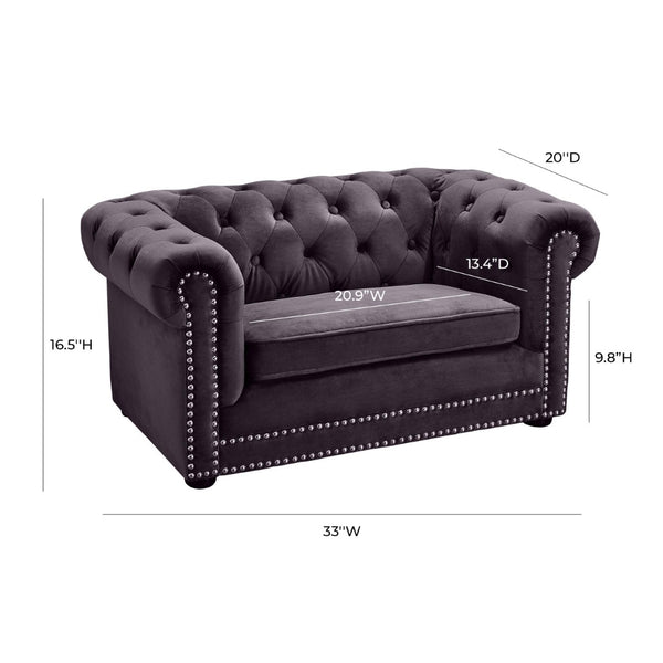 TOV Furniture Husky Velvet Pet Bed - Chic, Stylish & Durable Pet Bed with Washable Upholstery for Ultimate Comfort Grey TOV-P2036-G