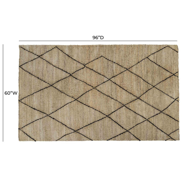 TOV Furniture Crosshatch Natural Area Rug - Handcrafted Jute & Cotton Blend for Modern Elegance in Any Space 5' x 8' TOV-R18496