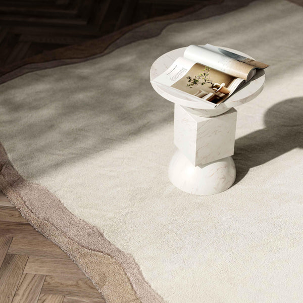 Tov Furniture Tarba Soft Wool & Cotton Floor Rug - Sculptural Design With Wabi-sabi Curves For Elegant Spaces Tan Cotton,Wool Tov-r18793