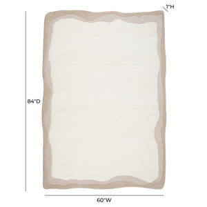 Tov Furniture Tarba Soft Wool & Cotton Floor Rug - Sculptural Design With Wabi-sabi Curves For Elegant Spaces Tan Cotton,Wool Tov-r18793