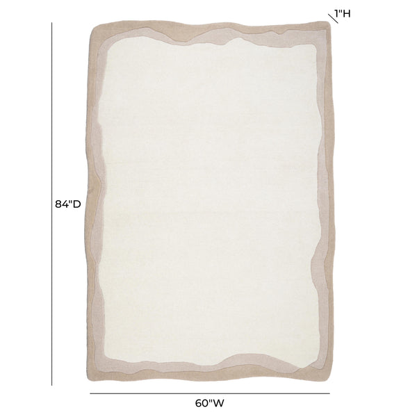 Tov Furniture Tarba Soft Wool & Cotton Floor Rug - Sculptural Design With Wabi-sabi Curves For Elegant Spaces Tan Cotton,Wool Tov-r18793