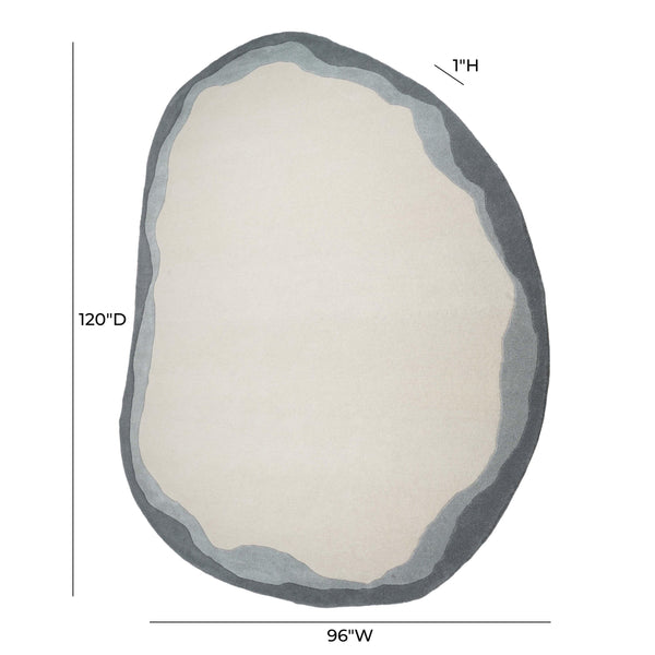 Tov Furniture Tarba Soft Wool & Cotton Floor Rug - Sculptural Design With Wabi-sabi Curves For Elegant Spaces Grey Cotton,Wool Tov-r18798