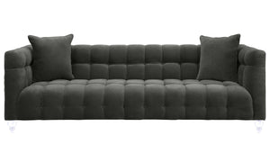 TOV Furniture Bea Velvet Tufted Sofa – Chic Design with Modern Lucite Legs for Luxurious Comfort and Style Grey TOV-S100