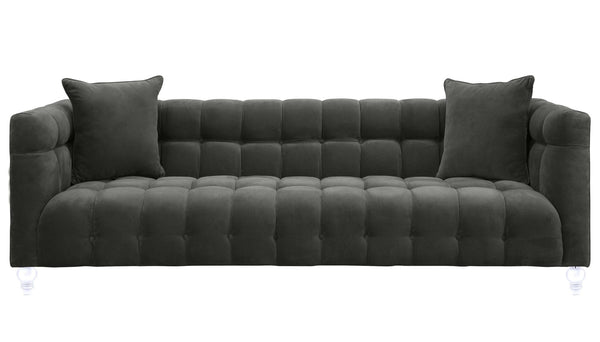 TOV Furniture Bea Velvet Tufted Sofa – Chic Design with Modern Lucite Legs for Luxurious Comfort and Style Grey TOV-S100