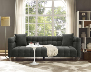 TOV Furniture Bea Velvet Tufted Sofa – Chic Design with Modern Lucite Legs for Luxurious Comfort and Style Grey TOV-S100