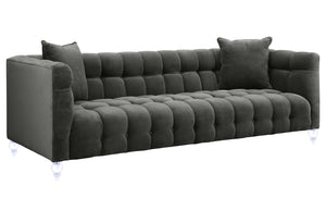 TOV Furniture Bea Velvet Tufted Sofa – Chic Design with Modern Lucite Legs for Luxurious Comfort and Style Grey TOV-S100
