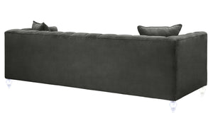 TOV Furniture Bea Velvet Tufted Sofa – Chic Design with Modern Lucite Legs for Luxurious Comfort and Style Grey TOV-S100
