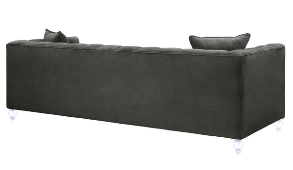 TOV Furniture Bea Velvet Tufted Sofa – Chic Design with Modern Lucite Legs for Luxurious Comfort and Style Grey TOV-S100