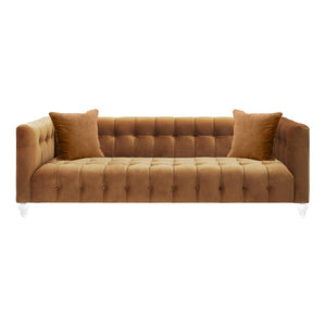 TOV Furniture Bea Velvet Tufted Sofa – Chic Design with Modern Lucite Legs for Luxurious Comfort and Style Cognac TOV-S109