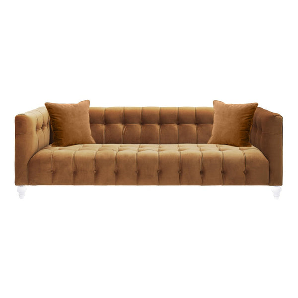 TOV Furniture Bea Velvet Tufted Sofa – Chic Design with Modern Lucite Legs for Luxurious Comfort and Style Cognac TOV-S109