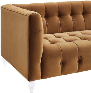 TOV Furniture Bea Velvet Tufted Sofa – Chic Design with Modern Lucite Legs for Luxurious Comfort and Style Cognac TOV-S109