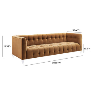 TOV Furniture Bea Velvet Tufted Sofa – Chic Design with Modern Lucite Legs for Luxurious Comfort and Style Cognac TOV-S109