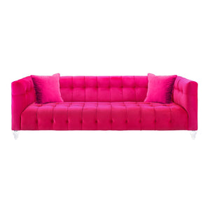 TOV Furniture Bea Velvet Tufted Sofa – Chic Design with Modern Lucite Legs for Luxurious Comfort and Style Pink TOV-S110