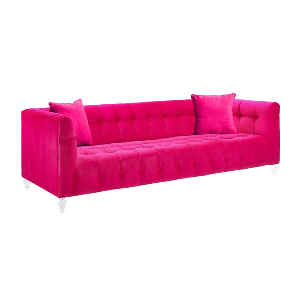 TOV Furniture Bea Velvet Tufted Sofa – Chic Design with Modern Lucite Legs for Luxurious Comfort and Style Pink TOV-S110