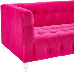 TOV Furniture Bea Velvet Tufted Sofa – Chic Design with Modern Lucite Legs for Luxurious Comfort and Style Pink TOV-S110