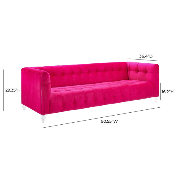 TOV Furniture Bea Velvet Tufted Sofa – Chic Design with Modern Lucite Legs for Luxurious Comfort and Style Pink TOV-S110