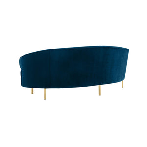 TOV Furniture Baila 89" Velvet Sofa - Luxurious Curved Design with Gold Legs for Modern Living Room Elegance Navy TOV-S135