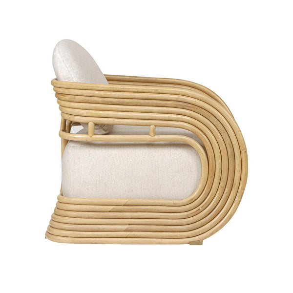 TOV Furniture Lauretta Cream Fabric Accent Chair with Natural Rattan Frame – Boho-Chic Comfort for Any Space TOV-S21028