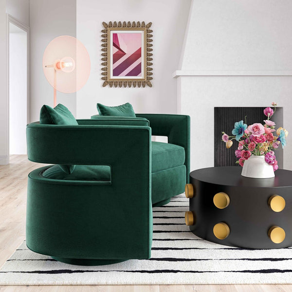 TOV Furniture Kennedy Velvet Swivel Accent Chair - Plush Comfort, Modern Design, Effortless Style for Any Room Forest Green TOV-S44126