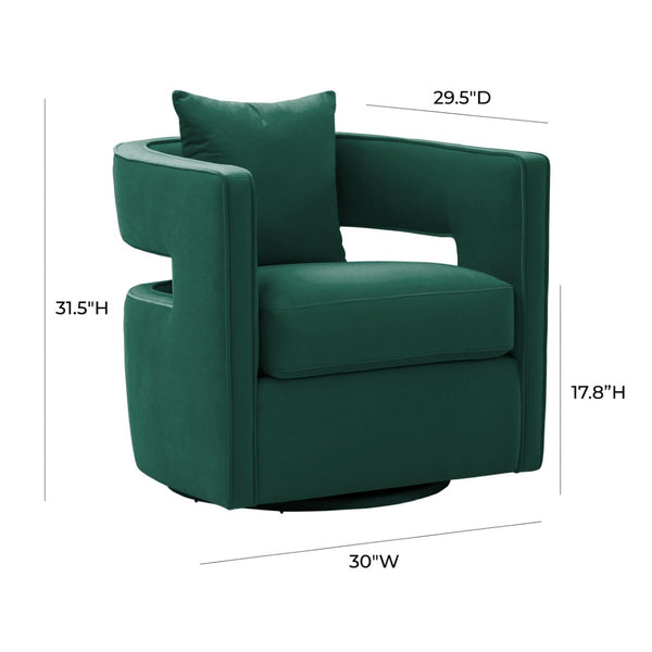 TOV Furniture Kennedy Velvet Swivel Accent Chair - Plush Comfort, Modern Design, Effortless Style for Any Room Forest Green TOV-S44126