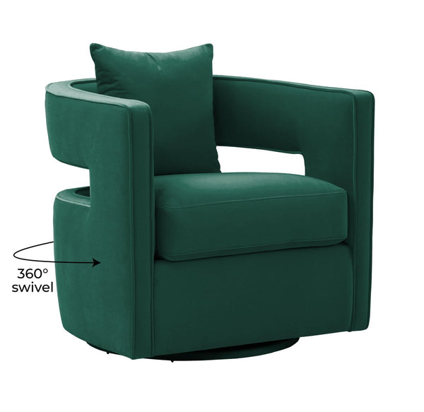 TOV Furniture Kennedy Velvet Swivel Accent Chair - Plush Comfort, Modern Design, Effortless Style for Any Room Forest Green TOV-S44126