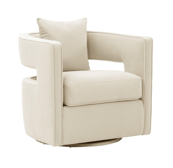 TOV Furniture Kennedy Velvet Swivel Accent Chair - Plush Comfort, Modern Design, Effortless Style for Any Room Cream TOV-S44127