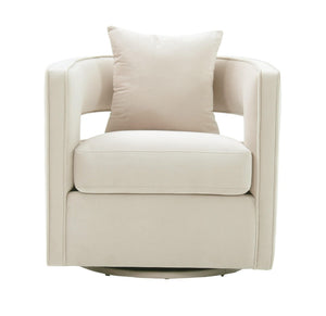 TOV Furniture Kennedy Velvet Swivel Accent Chair - Plush Comfort, Modern Design, Effortless Style for Any Room Cream TOV-S44127