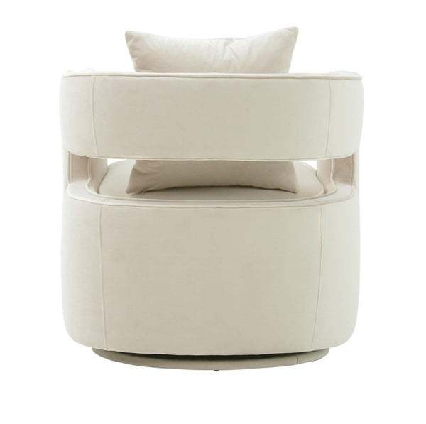 TOV Furniture Kennedy Velvet Swivel Accent Chair - Plush Comfort, Modern Design, Effortless Style for Any Room Cream TOV-S44127