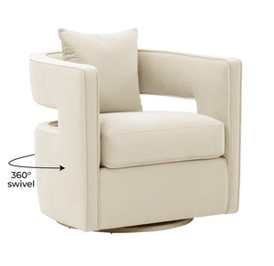 TOV Furniture Kennedy Velvet Swivel Accent Chair - Plush Comfort, Modern Design, Effortless Style for Any Room Cream TOV-S44127