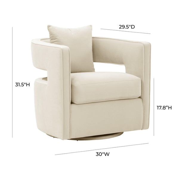 TOV Furniture Kennedy Velvet Swivel Accent Chair - Plush Comfort, Modern Design, Effortless Style for Any Room Cream TOV-S44127