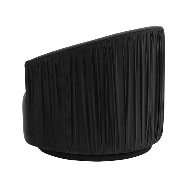 TOV Furniture London Pleated Velvet Swivel Chair - Chic Comfort with 360° Motion for Modern Living Spaces & Nooks Black TOV-S44151