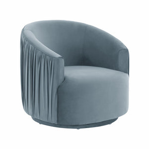 TOV Furniture London Pleated Velvet Swivel Chair - Chic Comfort with 360° Motion for Modern Living Spaces & Nooks Blue TOV-S44152