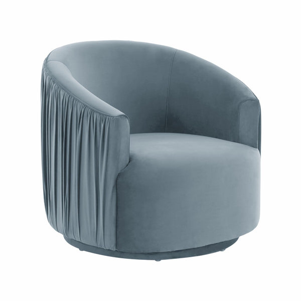 TOV Furniture London Pleated Velvet Swivel Chair - Chic Comfort with 360° Motion for Modern Living Spaces & Nooks Blue TOV-S44152