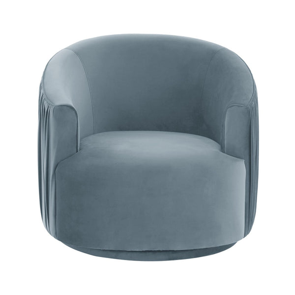 TOV Furniture London Pleated Velvet Swivel Chair - Chic Comfort with 360° Motion for Modern Living Spaces & Nooks Blue TOV-S44152