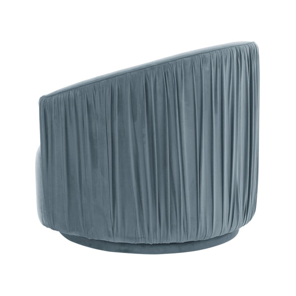 TOV Furniture London Pleated Velvet Swivel Chair - Chic Comfort with 360° Motion for Modern Living Spaces & Nooks Blue TOV-S44152