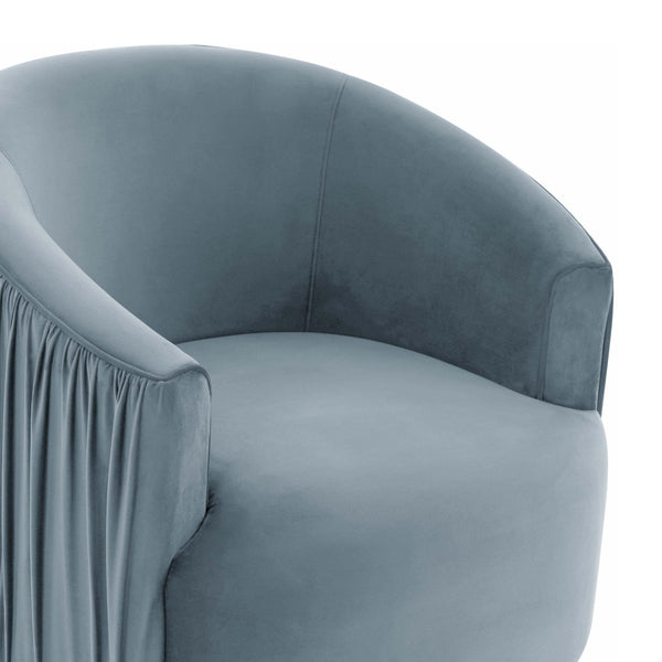 TOV Furniture London Pleated Velvet Swivel Chair - Chic Comfort with 360° Motion for Modern Living Spaces & Nooks Blue TOV-S44152