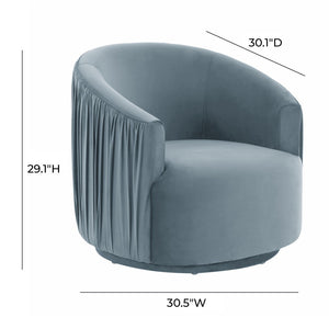 TOV Furniture London Pleated Velvet Swivel Chair - Chic Comfort with 360° Motion for Modern Living Spaces & Nooks Blue TOV-S44152