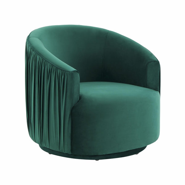 TOV Furniture London Pleated Velvet Swivel Chair - Chic Comfort with 360° Motion for Modern Living Spaces & Nooks Forest Green TOV-S44153