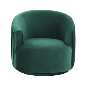 TOV Furniture London Pleated Velvet Swivel Chair - Chic Comfort with 360° Motion for Modern Living Spaces & Nooks Forest Green TOV-S44153