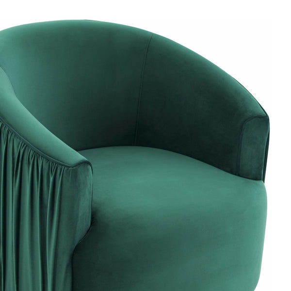 TOV Furniture London Pleated Velvet Swivel Chair - Chic Comfort with 360° Motion for Modern Living Spaces & Nooks Forest Green TOV-S44153