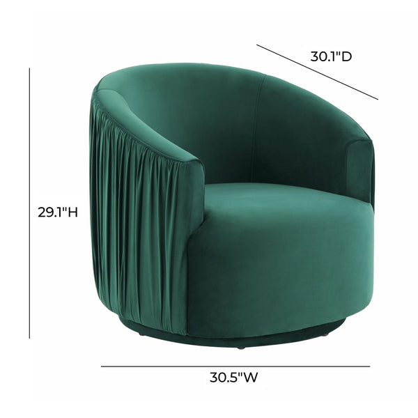 TOV Furniture London Pleated Velvet Swivel Chair - Chic Comfort with 360° Motion for Modern Living Spaces & Nooks Forest Green TOV-S44153