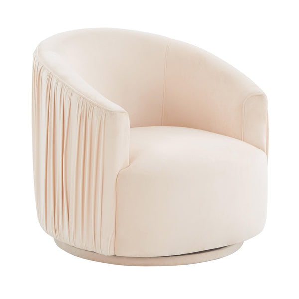 TOV Furniture London Pleated Velvet Swivel Chair - Chic Comfort with 360° Motion for Modern Living Spaces & Nooks Peche TOV-S44154