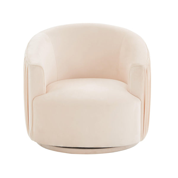 TOV Furniture London Pleated Velvet Swivel Chair - Chic Comfort with 360° Motion for Modern Living Spaces & Nooks Peche TOV-S44154