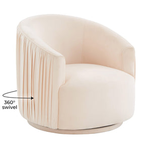 TOV Furniture London Pleated Velvet Swivel Chair - Chic Comfort with 360° Motion for Modern Living Spaces & Nooks Peche TOV-S44154
