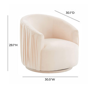 TOV Furniture London Pleated Velvet Swivel Chair - Chic Comfort with 360° Motion for Modern Living Spaces & Nooks Peche TOV-S44154