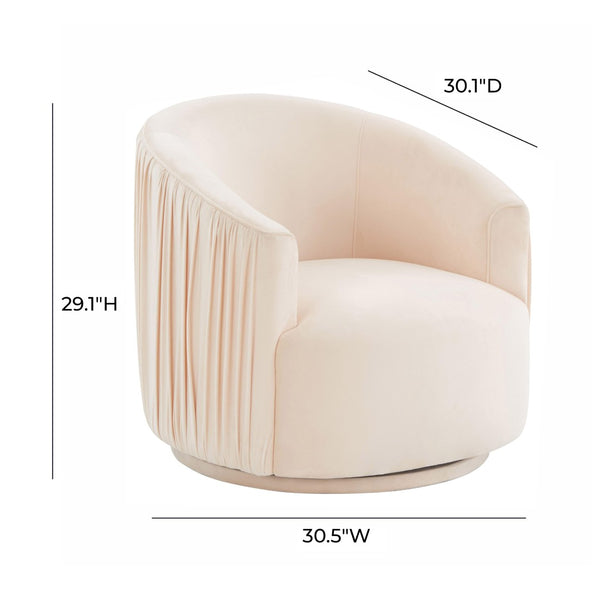 TOV Furniture London Pleated Velvet Swivel Chair - Chic Comfort with 360° Motion for Modern Living Spaces & Nooks Peche TOV-S44154