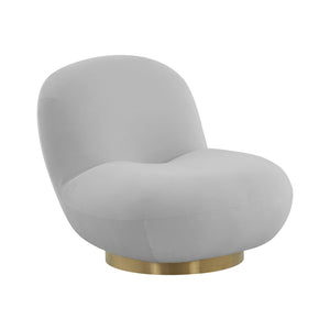 TOV Furniture Emily Swivel Chair - Luxurious Velvet Elegance with 360° Comfort and Brushed Gold Steel Base Grey TOV-S44174