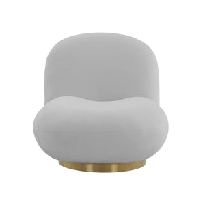 TOV Furniture Emily Swivel Chair - Luxurious Velvet Elegance with 360° Comfort and Brushed Gold Steel Base Grey TOV-S44174
